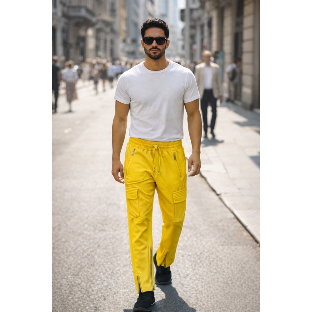 Guapi Aaron Wilhelm Moto Joggers Mens 30 Yellow Limited Edition Biker Pants‎